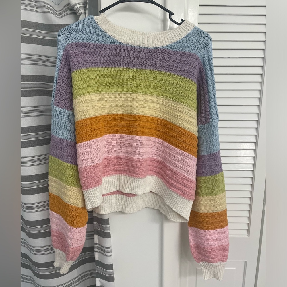 Multicolor Striped Cropped Sweater